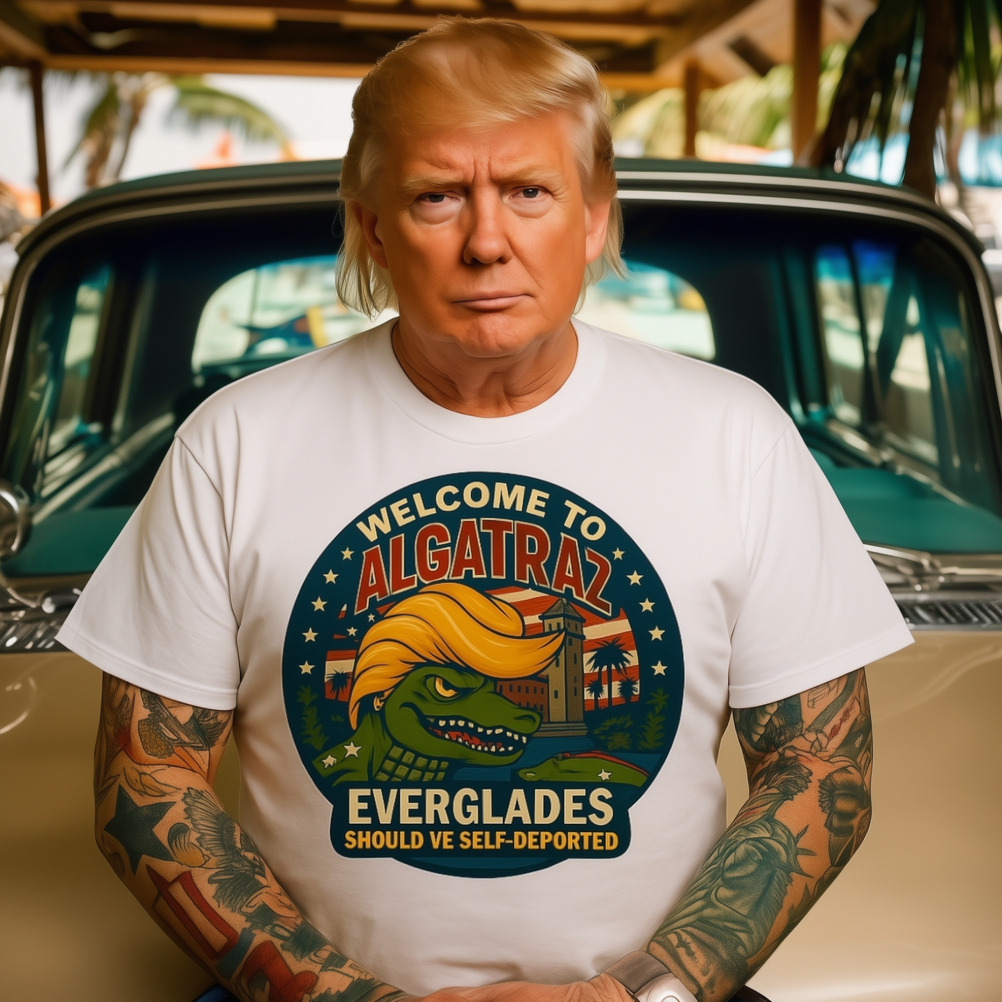 Welcome to Algatraz Everglades T-Shirt - Funny Trump Alligator Prison Satire Tee