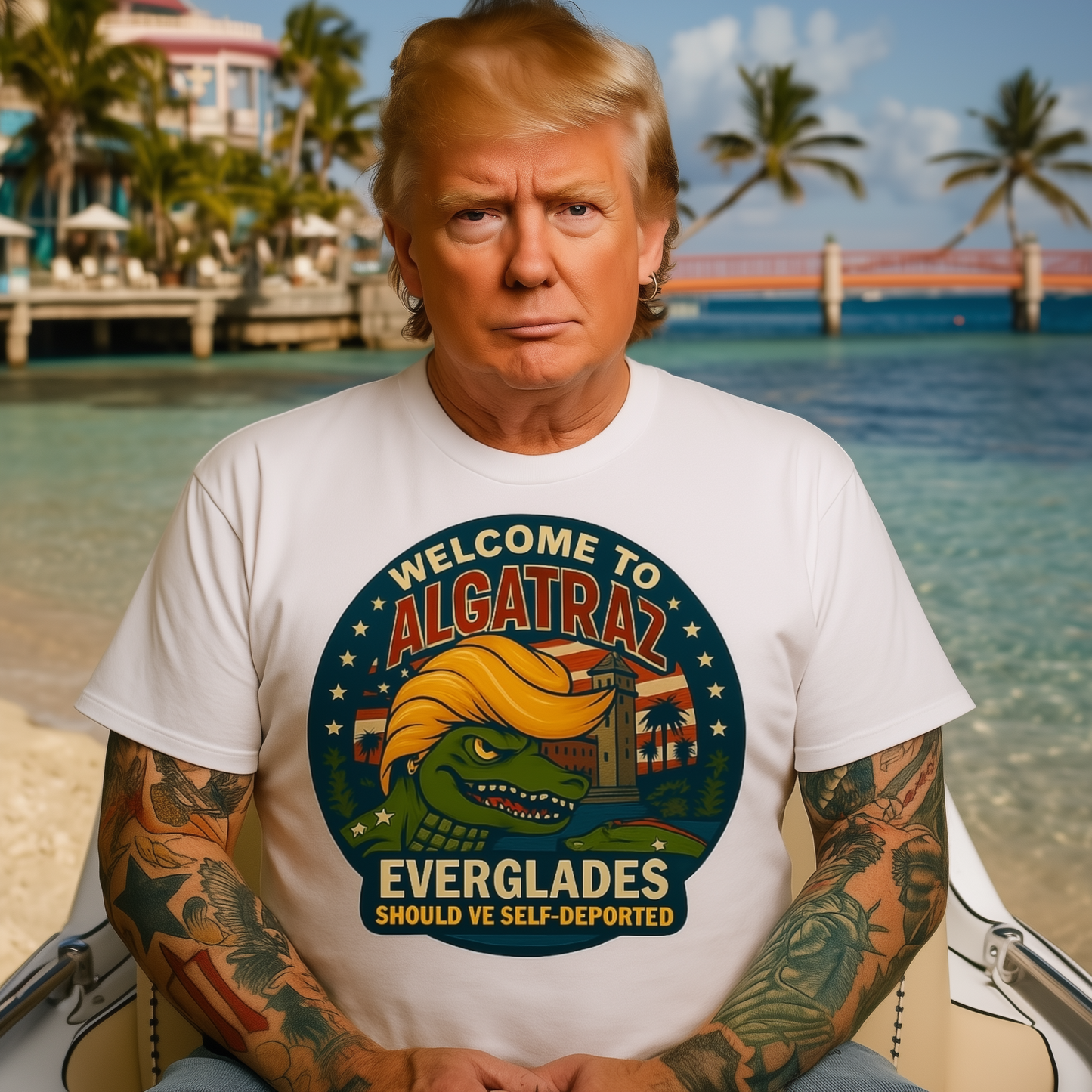 Welcome to Algatraz Everglades T-Shirt - Funny Trump Alligator Prison Satire Tee
