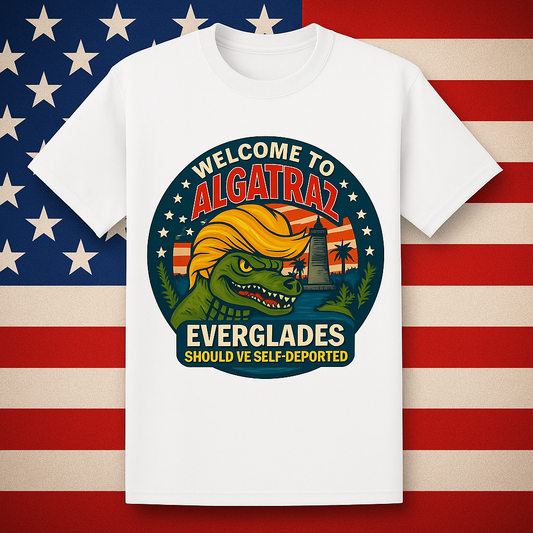 Welcome to Algatraz Everglades T-Shirt - Funny Trump Alligator Prison Satire Tee