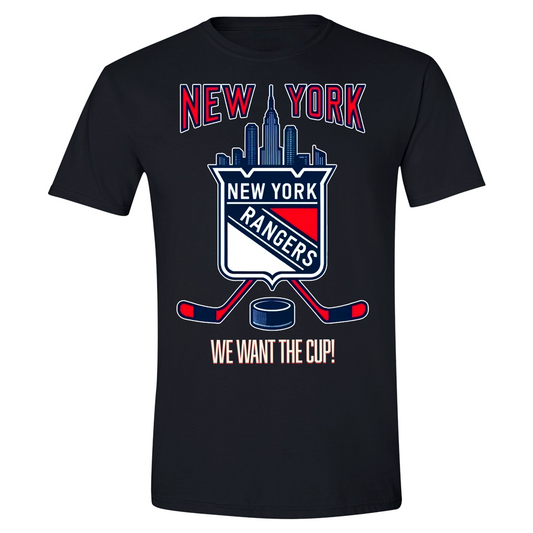 New York Rangers T-Shirt - White, NYC Skyline & Hockey Design | NHL Fan Gear