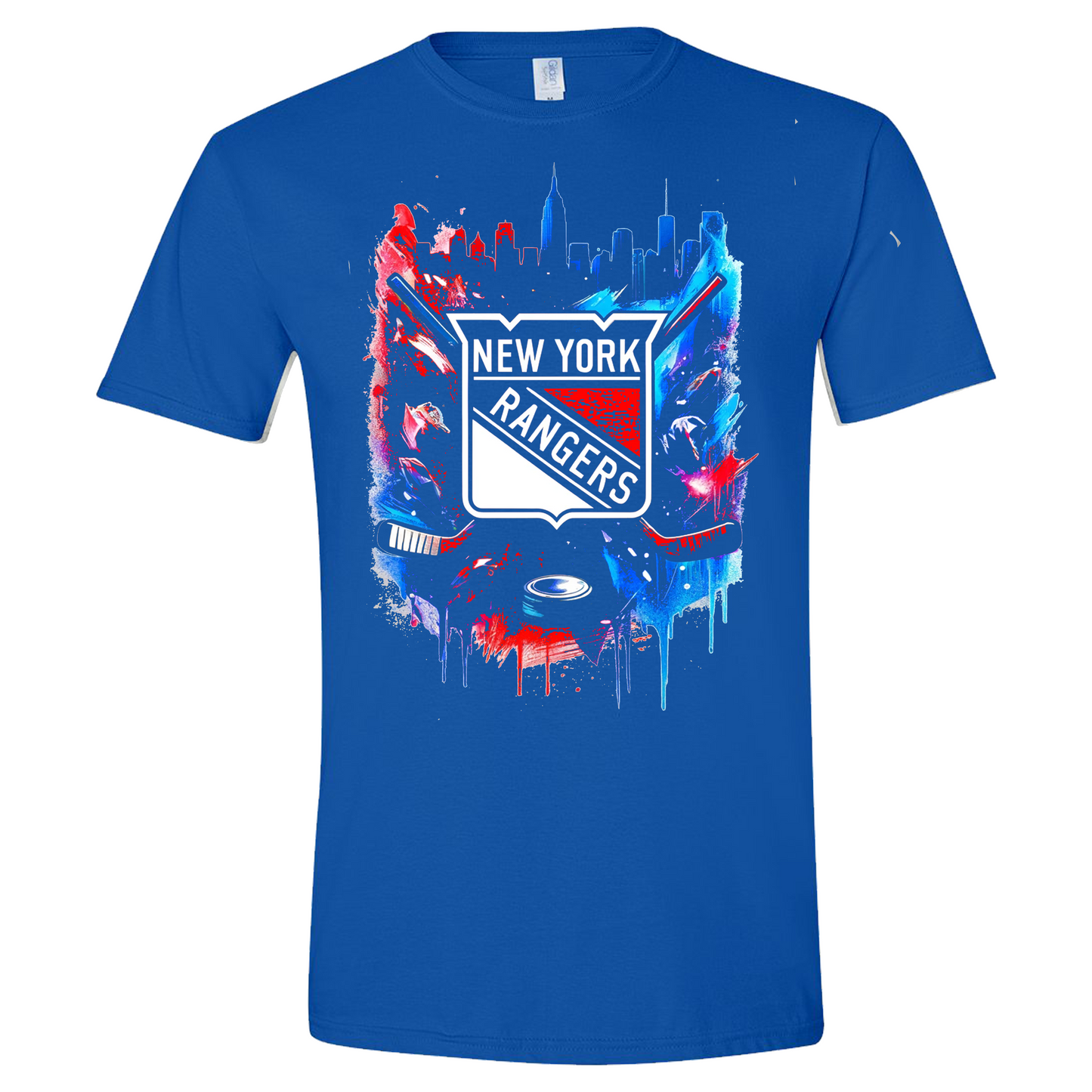 White New York Rangers T-Shirt - Vibrant Spray Paint Design | NHL Fan Gear